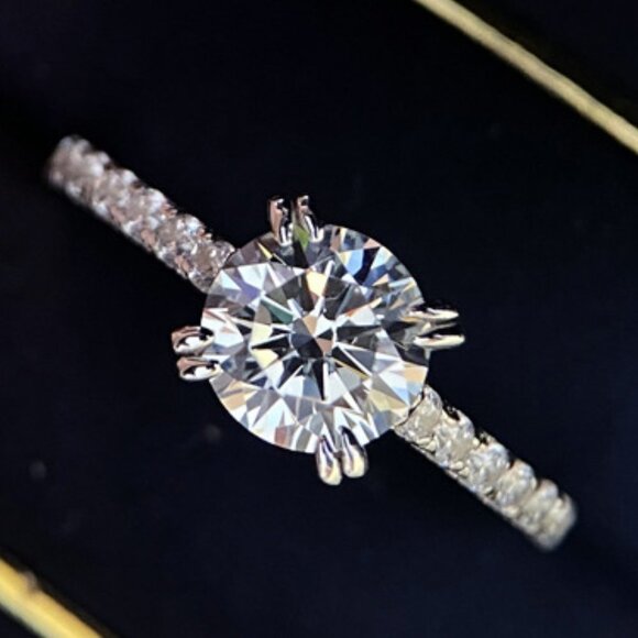 🌸Classic Romantic Shiny Round Zircon Silver Plated Dainty Ring for Women, L175 - Picture 1 of 6